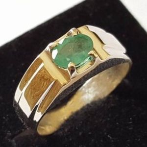 Natural Mens Emerald Band Real Emerald rings men